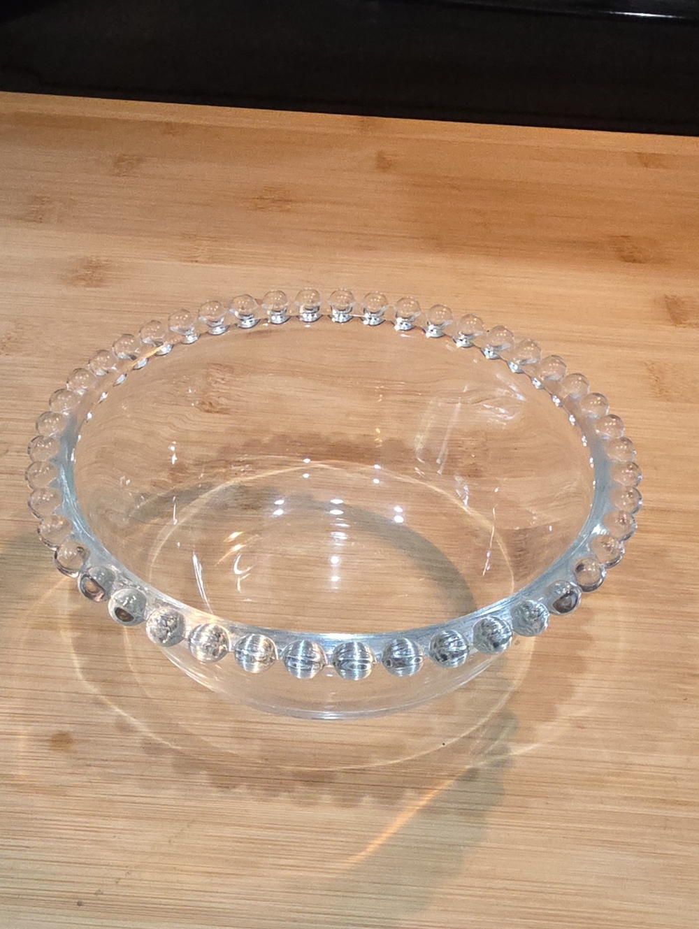 Clear Glass Beaded Edge Serving Bowl - Home Kitchen